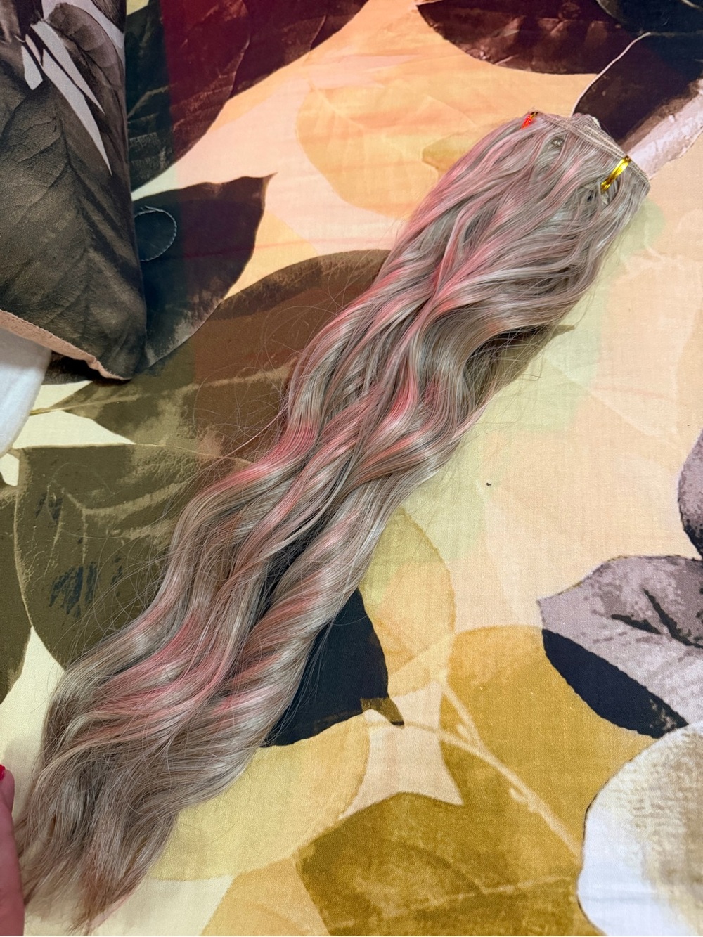 Blonde gray wavy hair extensions